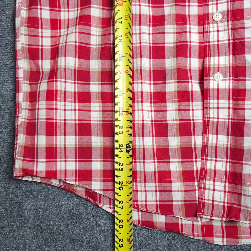 L.L. Bean Button Down Shirt Mens Medium Red Plaid Regular Fit Long Sleeve Preppy - Picture 7 of 8